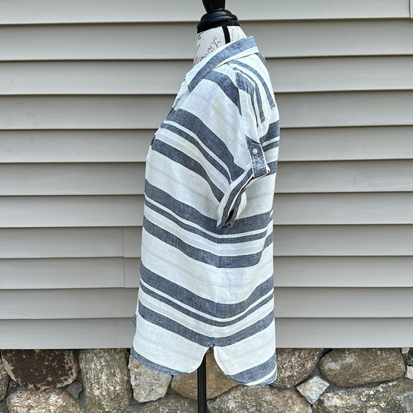 ARTISAN NY Blue and White Striped Linen Popover Tunic - Picture 4 of 11